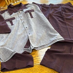 Montique burgandy walking suit. Size 4XL. Good used condition. Loose seam.